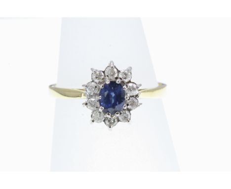 An 18ct H/M sapphire and diamond cluster ring, size M  [VAT included in hammer price on this lot - this does not affect non-V