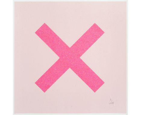 Chris Levine (British 1960-), ‘Marks The Spot (Pink On Pink)’, 2018, one colour screen print with glitter overlay on 410 gsm 
