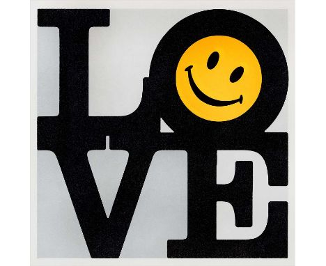 Ryan Callanan aka RYCA (British 1981-), 'Love And Happiness (Silver)', 2015, screen print in colours with diamond dust on wov