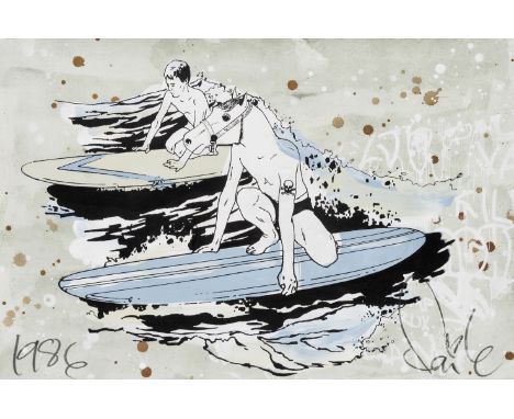 Faile (Collaboration), 'Surfer Horse', 2007, acrylic and silkscreen on Lenox 100 paper, signed in pencil front, dated and num