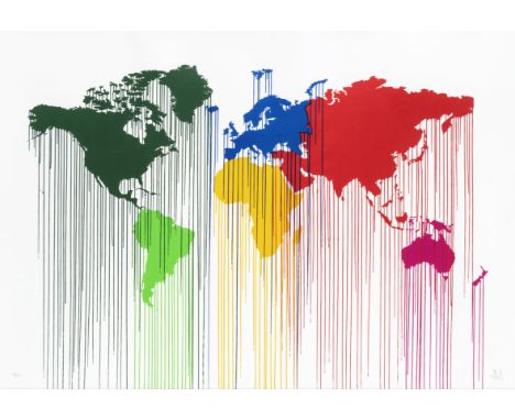 Zevs (French 1977-) ‘Liquidated Atlas World Wide’, 2010, screen print in colours on 310gsm paper, signed and numbered from an