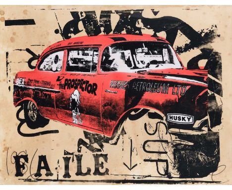 Faile (Collaboration), 'Prospector', 2007, acrylic, silkscreen and spray paint on Lenox 100 paper, signed in pencil front, da