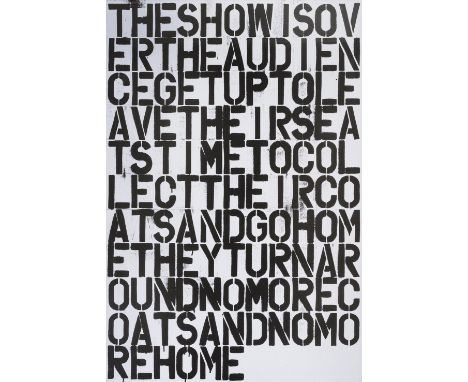 Christopher Wool &amp; Felix Gonzalez-Torres (Collaboration), ‘untitled (The Show Is Over)’, 1993, offset lithograph on paper