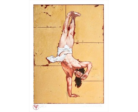 Cosmo Sarson (British), ‘Breakdancing Jesus – The Salute - (Small)’, 2019, archival inkjet print with hand applied gold leaf 