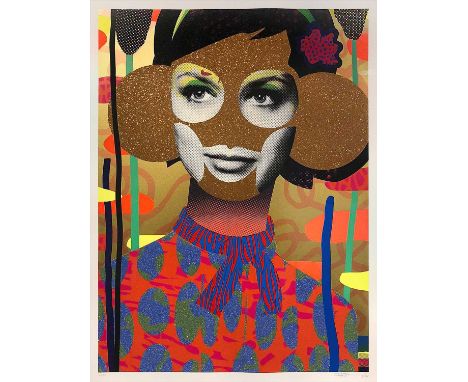 Paul Insect (British 1970-), 'Crystal Habits (Gold)', 2019, screen print in colours with diamond dust, glitter and varnish fi