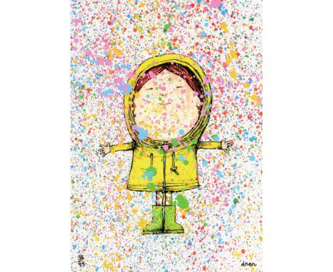 Dran (French b.1979), 'Pluie de Couleurs', 2018, hand embellished screen print in colours on paper, signed and numbered from 