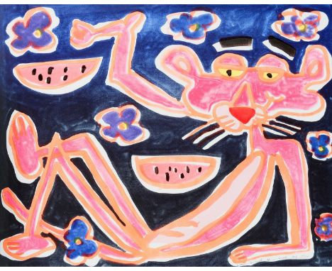 Katherine Bernhardt (American 1975-), African Violet', 2019, screen print in colours on 300gsm Somerset Velvet White paper, s