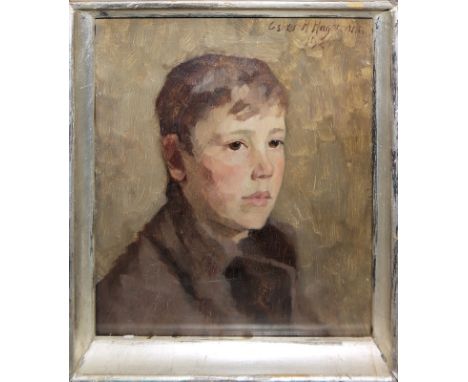 Oskar Hagemann, Blumenstillleben &amp;amp; Portrait eines Jungen, zwei Ölgemälde von 1978/ 1925, gerahmtOskar Hagemann, 1888 