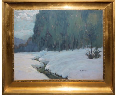 Wilhelm Nagel, "Mondnacht im Schwarzwald", Ölgemälde, im GoldstuckrahmenWilhelm Nagel, 1866 Mannheim-1944 Baden-Baden, Maler 
