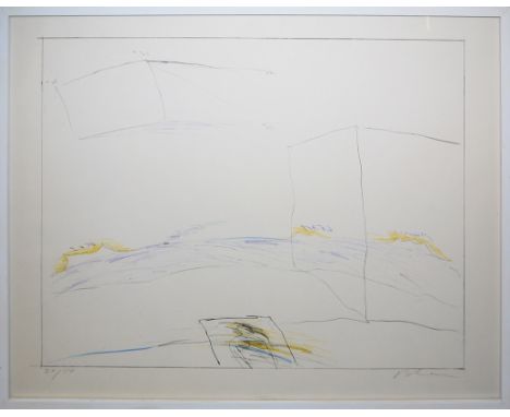 Karl Bohrmann, Farblithographie und Unbekannter Künstler, Kreidezeichnung Karl Bohrmann, 1928 Mannheim - 1998 Köln, Maler und