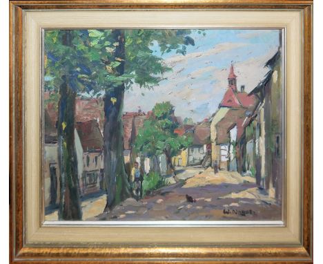 Wilhelm Nagel, Odenheim im Kraichgau, Ölgemälde, gerahmtWilhelm Nagel, 1866 Mannheim - 1945 Baden-Baden, deutscher Maler, hie