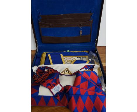 Cased masonic royal arch apron &amp; sash together with masonic provincial apron