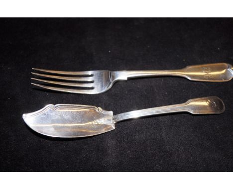 Silver fork London 1847 with monarchs head together with a Joseph Willmore 1811 slice Weight 77g 