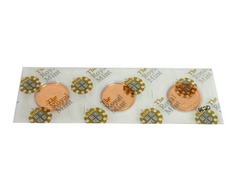 A group of three Elizabeth II gold sovereigns, 2012, sealed in conjoined plastic Royal Mint pouches, commissioned to celebrat
