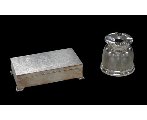 Two pieces of George V and later silver, comprising a 'No-Fume' ashtray, with engine turned sides, Beddoes &amp; Co. Birmingh