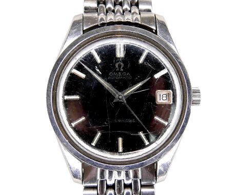 An Omega Seamaster Automatic stainless steel gentleman's wristwatch, circa 1971, ref. 166.010, circular black dial, raised si