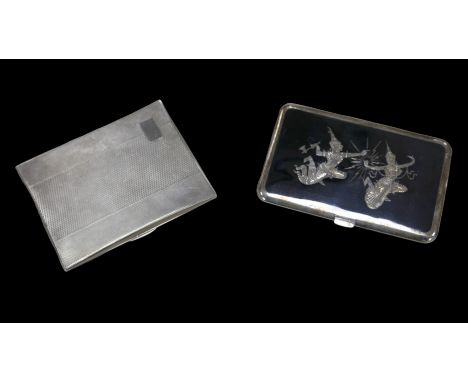 Two silver cigarette cases, comprising a George V silver cigarette case, with erased cartouche, engine turned decoration, W T