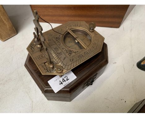 A BOXED BRASS SUNDIAL COMPASS, COX LONDON 