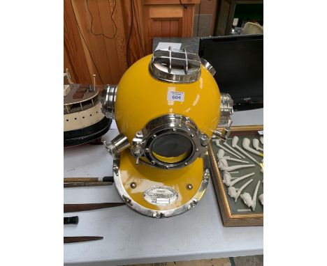 A YELLOW 'U.S. NAVY DIVING HELMET' 