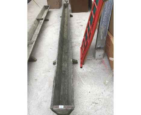 A VINTAGE WOODEN TROUGH 12 FT LONG 