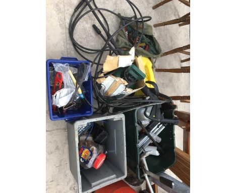 A COLLECTION OF TOOLS TO INCLUDE A PRESSURE WASHER, SPRAYER, TRIPOD ETC 
