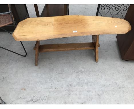 AN OAK SAWN TOP TABLE 