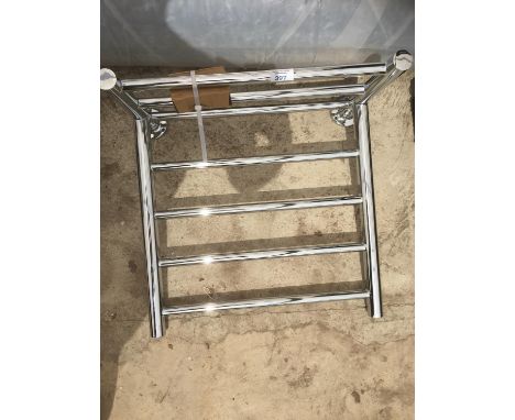 AN AS NEW CHROME TOWEL RAIL WITH SHELF RRP £99 