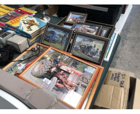 A COLLECTION OF VARIOUS FRAMED TRACTOR/FARMING PICTURES 