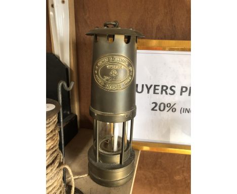 A VINTAGE BRASS MINERS LAMP 
