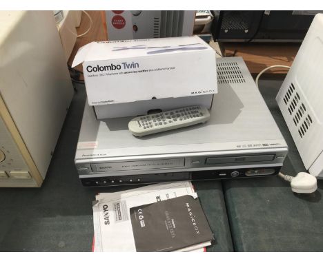 A SANYO DVD RECORDER AND VIDEO WITH HANDSETS/ANSWER PHONE 