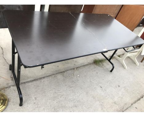 A BLACK FOLDING TABLE 