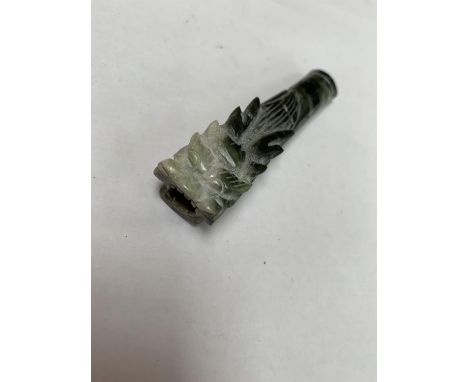 AN UNUSUAL JADE STYLE 'DRAGON' PIPE 