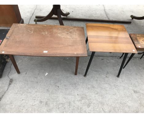 A TEAK COFFEE TABLE AND OCCASIONAL TABLE 