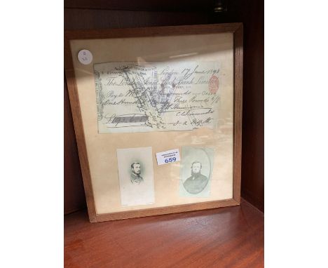 A FRAMED '1898 LONDON CHEQUE' 