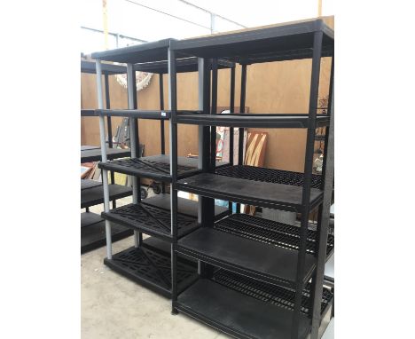 FOUR PLASTIC FIVE SHELF UNITS 