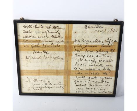 David Livingstone, handwritten letter to C R Hemmingway (railway connection), dated 5th September 1864, written on double-sid