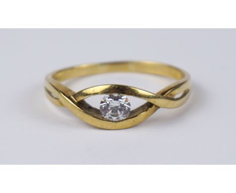 Ring mit Zirkonia, 333er Gold, Gew.3,7g runder, facttierter Stein in Ringschiene gefasst, U.71