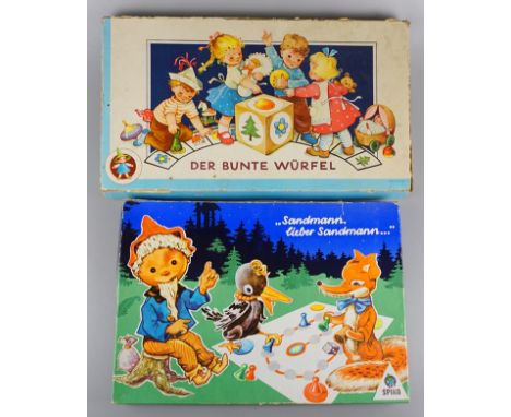 2 Spiele "Sandmann, lieber Sandmann" und "Der bunte Würfel"; SPIKA, VEB Plasticart Spielewerke, Karl-Marx-Stadt, DDR Sandmann