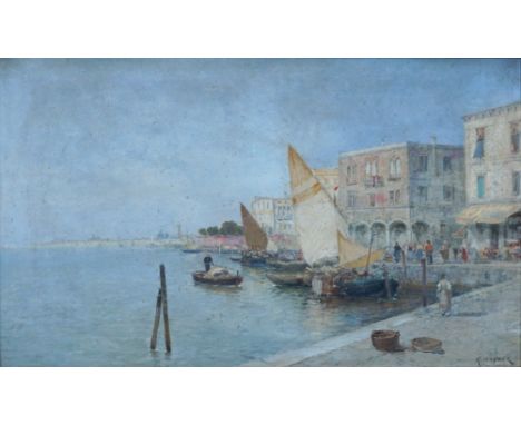 Karl Theodor Wagner (1856, Wien - 1921, Perchtoldsdorf), "Hafen von Venedig", Öl/Lwd. u.r. signiert "K. Wagner", HxB 50x81,5c