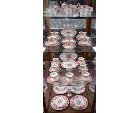 A Royal Albert Lady Carlyle pattern part dinner and tea service, comprising dinner plates, tea plates, side plates, tea cups,