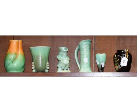 Ceramics - a Carltonware twin handled ovoid vase, hand painted with dragonfly, bulrush and lily pattern; a Terntham Art vase;