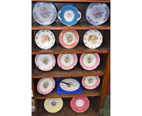 Cabinet Plates - Royal Worcester hand painted floral spray plates, Royal Crown Derby Garnet pattern plate, Wedgwood, Coalport