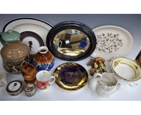 Ceramics - a Royal Worcester pin dish; Halcyon Days enamel trinket pot, to commemorate The Queen's birthday; Jane Sadler; Wed