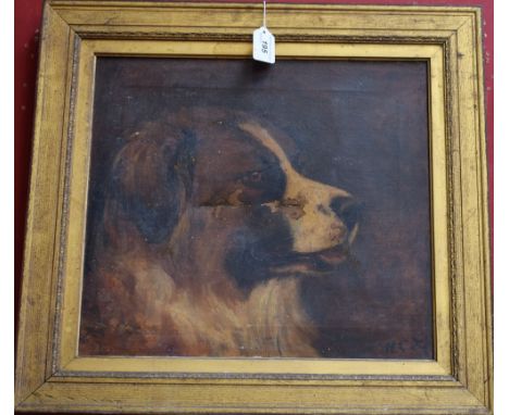 English School (19th century)Portrait of a Saint Bernardsigned with initials H.C.J., oil on canvas, 40cm x 44cm Condition Rep