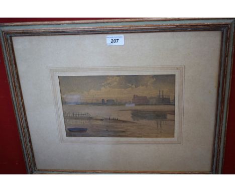 English School (mid 20th century)Industrial Skyline, Poole,signed with monogram RB, dated '56, watercolour, 16cm x 27cm