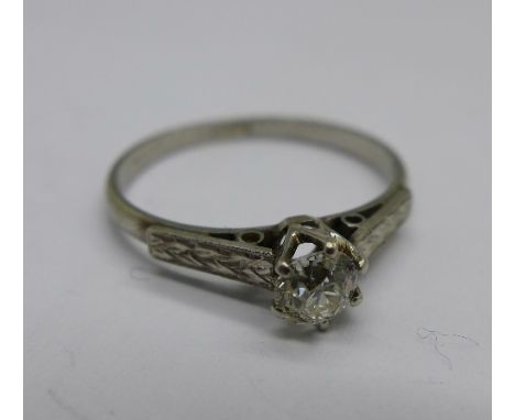 A platinum and diamond solitaire ring, 1.9g, L