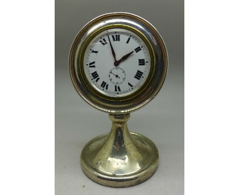 A silver mounted clock, Birmingham 1923, 15cm