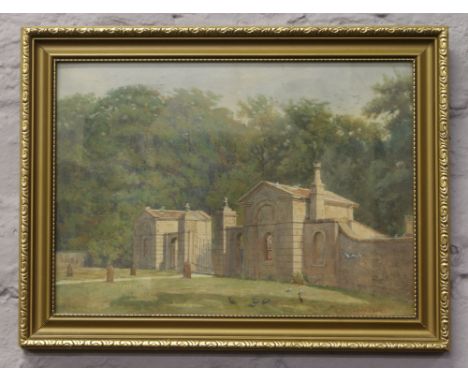 C. W. Richardson. A gilt framed watercolour depicting the gate house Wentworth.