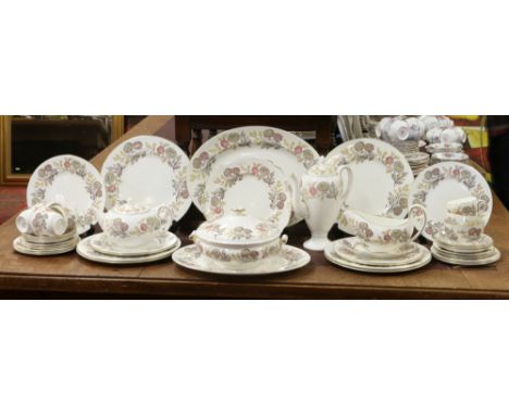 A comprehensive Wedgwood bone china coffee / tea and dinner service decorated in the Lichfield pattern including teapot, coff