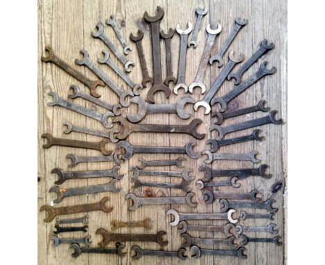 Automobilia - a comprehensive set of Austin spanners the largest ' 5/8 ' ; individual spanner examples for Rolls Royce, Ford,